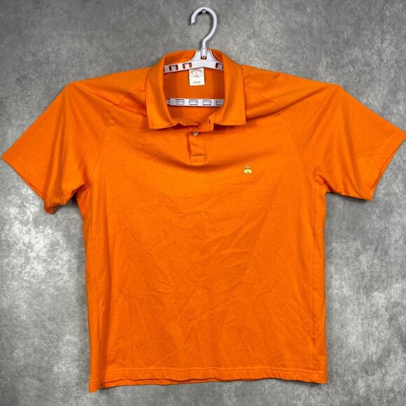 Brooks Brothers 346 Polo Shirt Mens XL Orange Yellow LOGO Short Sleeve Golf - Picture 1 of 9